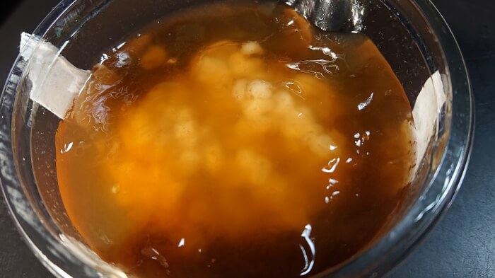 セブンの黒糖シロップジュレで食べる芋圓(ユーエン)のシロップ
